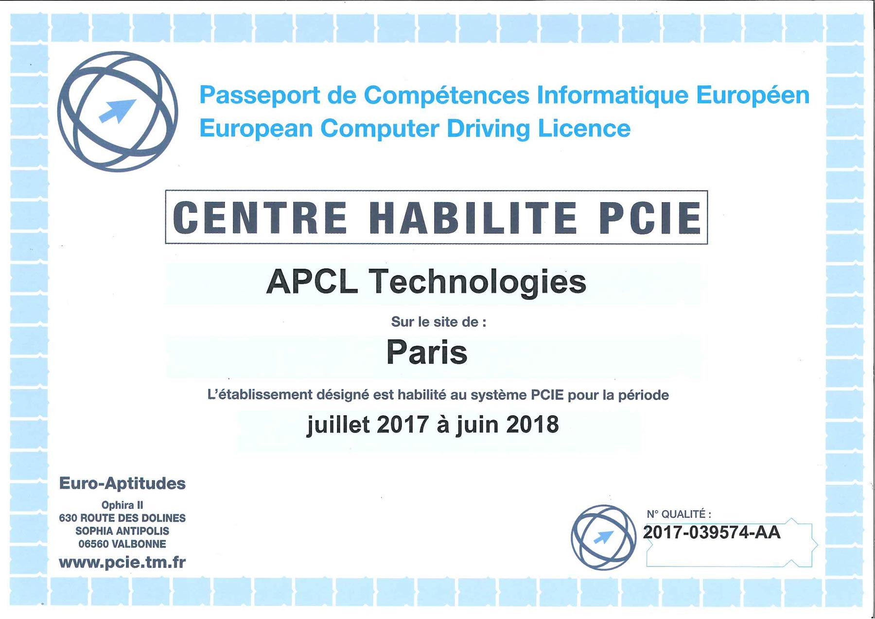 Apcl habilitée PCIE